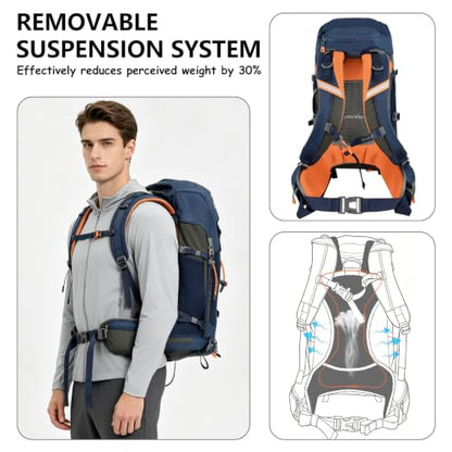 Hiking Backpack for Women Men,30+5L Waterproof Camping Backpacking Backpack - color: Blue