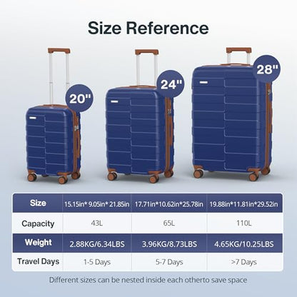 Vipbox Suitcase 28 Inch Hard Shell Expandable PC Travel Luggage, Blue - color: Classic Blue, size: 28 inch