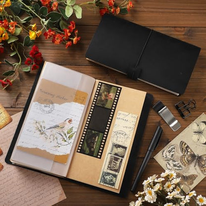 Traveling Refillable Leather Journal Notebook, Dark Brown, Regular Size - color: Dark Brown, size: Regular Size