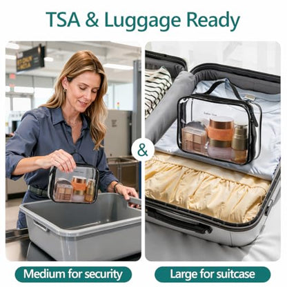 PACKISM Clear Makeup Bag Travel - TSA Approved Toiletry Bag, 2 Pack Black - color: 01 Elegant Black, size: Full Vacation (Mixed Sizes)