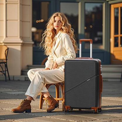 Cosbarn Carry On Luggage,3 Piece Carry On Suitcase,22x14x9 Airline Approved - color: Black, style: Carry on Luggage With Duffel Bag