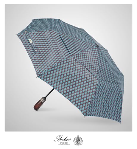 Balios Folding Umbrella Real Wood Handle Auto Open Close - color: Cypress Leaves Plum