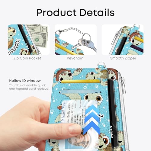 Sea Turtle Credit Card Holder Small Wallet for Women - color: Sea Turtle