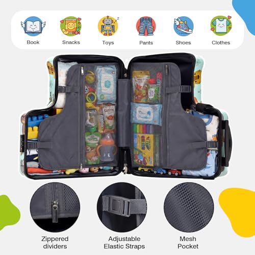 20" Kids Ride On Suitcase, Lightweight Hardshell Travel Luggage with Wheels - color: Green