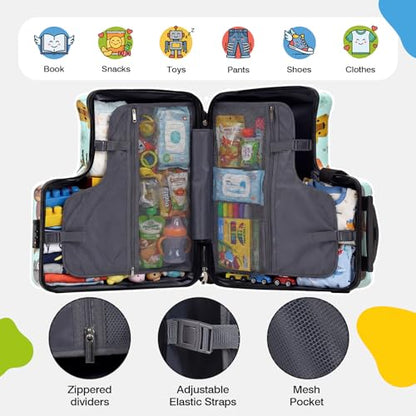 20" Kids Ride On Suitcase, Lightweight Hardshell Travel Luggage with Wheels - color: Green