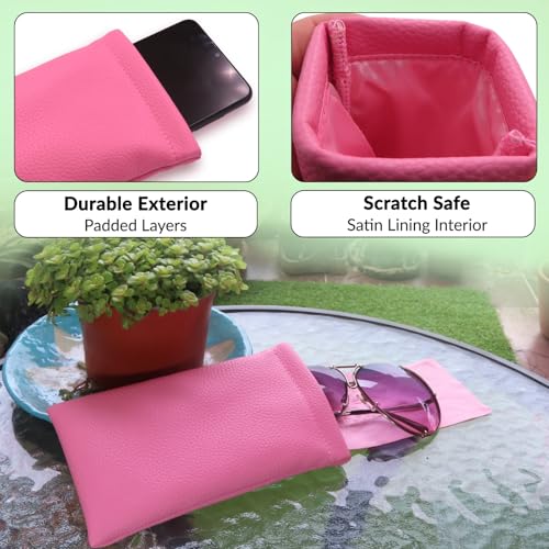 Soft Sunglasses case | Large Glasses Case Holder - Eyeglass Pouch Squeeze Top | Glasses pouch Lightweight Extra Layers - color: Pink
