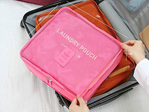 Mossio 7 Set Packing Cubes with Shoe Bag - Compression Travel Luggage Organizer - color: Dark Blue