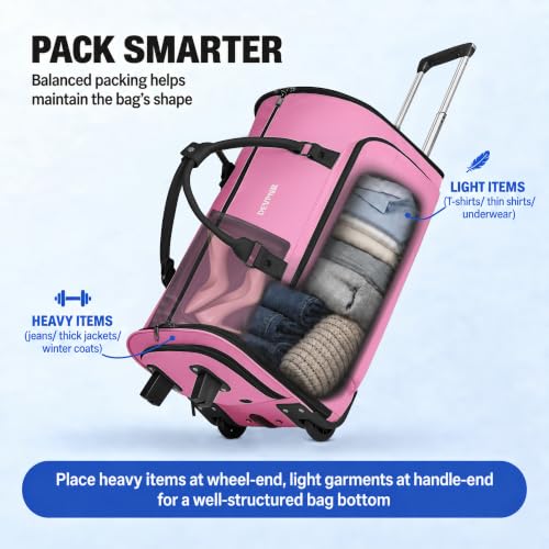 DEVPNR Rolling Garment Bags for Travel 59L, Pink - color: Pink