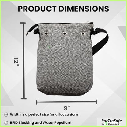 PurTraSafe Anti-Theft Crossbody Purse, UHMWPE & HPPE level V Material, Gray, Portable Key Lock Storage Purse for Travel, Camping, Pool, Beach, and More