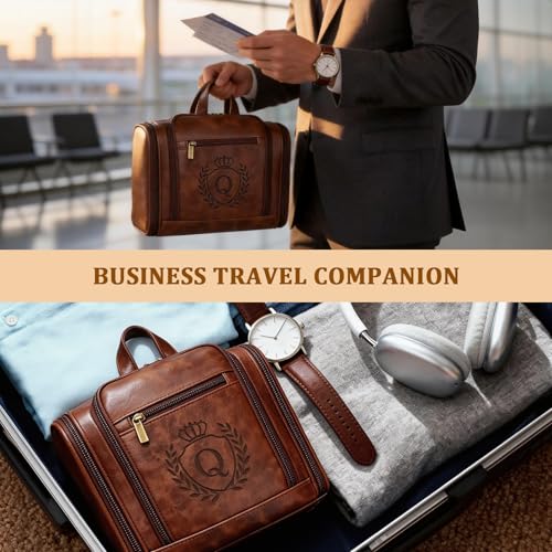 Thoughtful Christmas Mens Gifts for Him Large Hanging Toiletry Bag Q - color: Cognac, style: Q