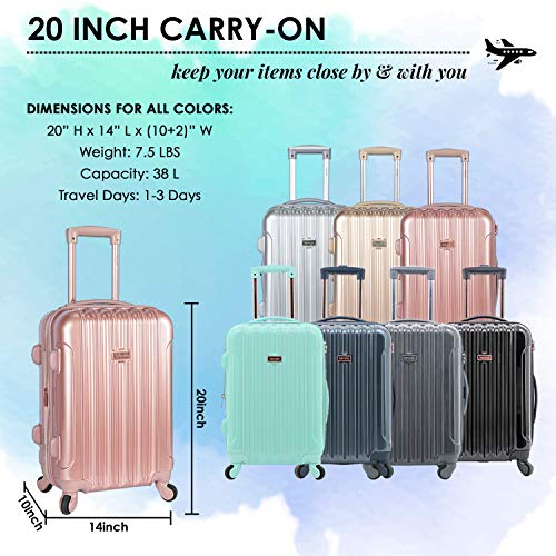 kensie TSA-Lock Hardside Spinner Luggage, Metal Gray, 20-Inch - color: Gun Metal, size: 20-Inch (Single)