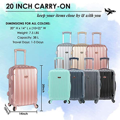 kensie TSA-Lock Hardside Spinner Luggage, Metal Gray, 20-Inch - color: Gun Metal, size: 20-Inch (Single)