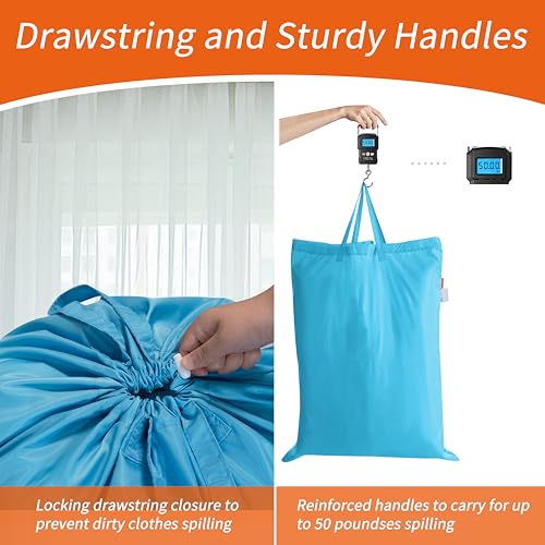 Polecasa Extra Heavy-Duty Laundry Bag with Handles, Gulf Blue, 28x36" - color: Gulf Blue, size: 28" x 36" | 1 Pack