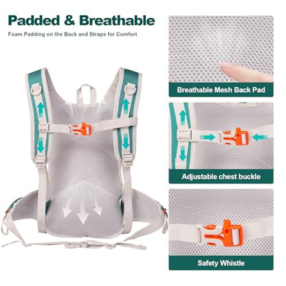 10L Small Hiking Backpack for Men Women, Lightweight Hiking Daypack - color: Green
