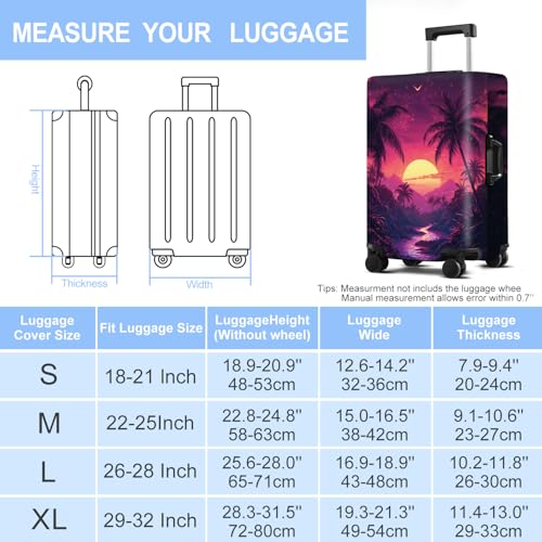 Coconut Trees Luggage Cover Washable Suitcase Protector Anti-scratch Suitcase cover Fits 32-34 Inch Luggage XL - color: Coconut trees, size: XL(32-34inch suitcase)