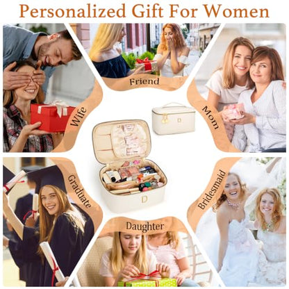 Personalized Makeup Bag Gifts for Women Travel Cosmetic Case - color: Beige01, style: D