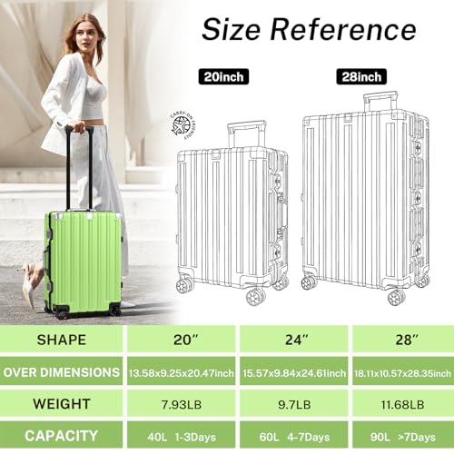 Krute Zipperless Luggage 28inch Checked Hard Shell Suitcases with Wheels - color: Green, size: Large (28 Inch)