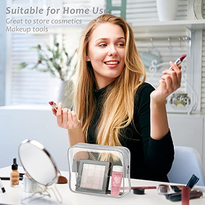 3pcs Crystal Clear Cosmetic Bags TSA Approved Travel Makeup Toiletry Bag - color: 3pcs Gray-1 large, 1 medium, 1 small, size: 1 large, 1 medium, 1 small
