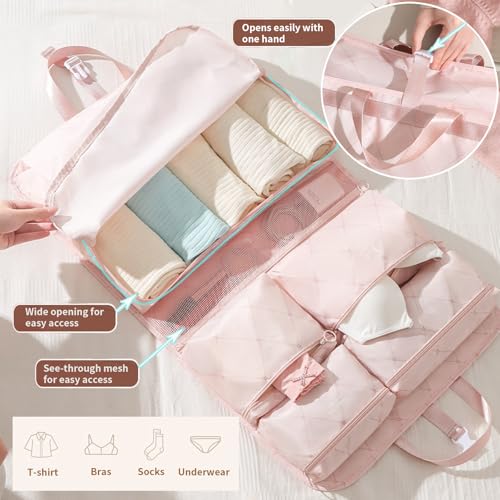 7-in-1 Travel Storage Bag, Foldable Hanging Packing Cube with Compartments for Clothes, Gray - color: Gray