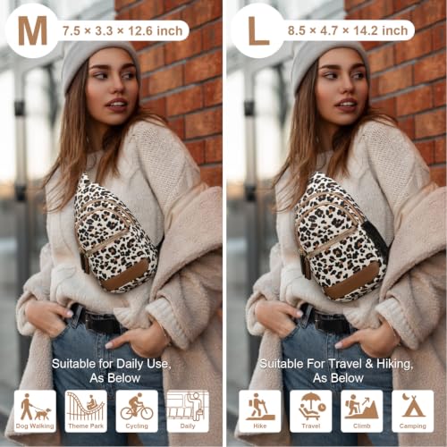 Capolo Crossbody Bags for Women Waterproof Sling Shoulder Bag Fanny Pack - color: Leopard, size: Large