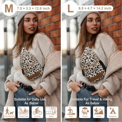 Capolo Crossbody Bags for Women Waterproof Sling Shoulder Bag Fanny Pack - color: Leopard, size: Large