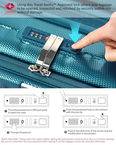 Hanke Top Opening Carry-On - Expandable 16 Inch Airline Approved Spinner - color: Caribbean Blue, size: 20 Inch Expandable