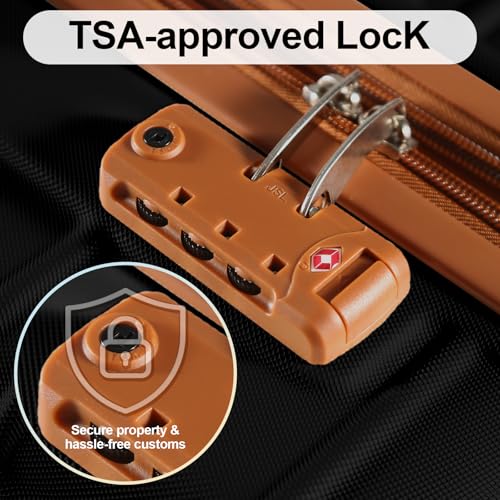 4 Piece Luggage Set Expandable ABS Travel Suitcase Set TSA Lock Hardshell Durable Lightweight Traveling Luggage Sets Gift for Back to School (Black, 28in26in20in13in) - color: Black