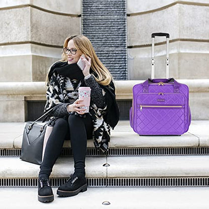 Ytonet Rolling Briefcase for Women, 17.3 In Rolling Laptop Bag, Purple - color: Purple, size: Large