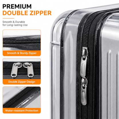 Clear PVC Luggage Cover 28",Waterproof Suitcase Protector with Zip - color: Black Trim-Upgraded Zipper, size: L(26-28inch luggage)