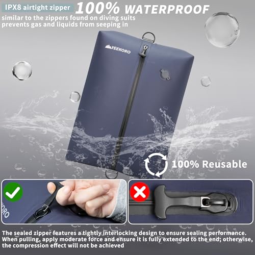 Vacuum Bag for Travel,IPX8 Waterproof Reusable Compression Bags - color: Blue, size: 3 PC -With Pump