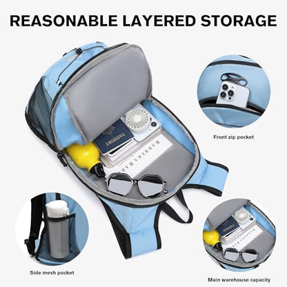 Ultra-Light Soft Hiking Daypack With Cushioned Breathable Back Panel | Sports Backpack, 20L, Sky Blue - color: Sky Blue, size: 20L