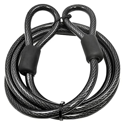 Lumintrail 10mm Heavy-Duty Security Cable, Vinyl Coated Braided Steel with Sealed Looped Ends (4', 7', 10', 15', or 30') (15-FT) - size: 15-FT