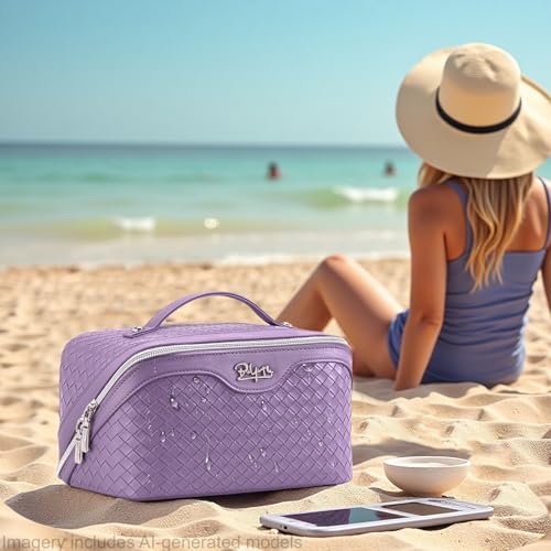 BOYATU Travel Makeup Bag Cosmetic Bags for Women: 3 Pcs Set Make up Bag - color: L01 Purple