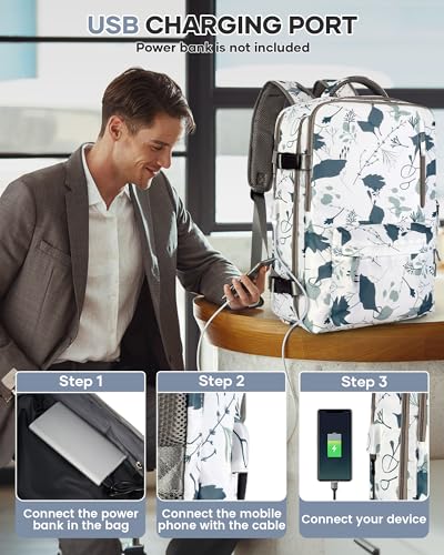 Vacuum Seal Carry on Backpack for Women Travel with Air Pump TSA Approved - color: A21-leafwhite, size: Small