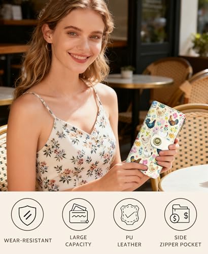 GIANCOMICS Chicken Rooster Womens Wallet RFID, Credit Card Holder Bifold - color: Chicken