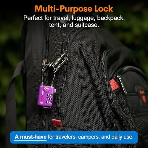 Forge TSA Approved Luggage Locks, Open Alert Cable Lock, Purple, 4 Pack - color: Purple 4 Pack