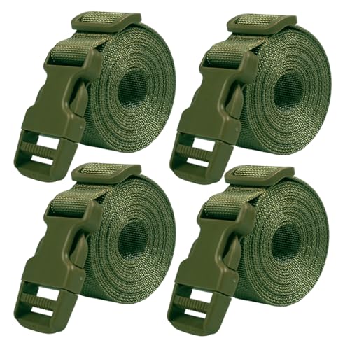 XTACER 1 Inch Molle Backpack Accessory Strap Luggage Straps Cover Strap Sleeping Bag Strap with Buckle (Green, 40) - color: GREEN, size: 40 Inches