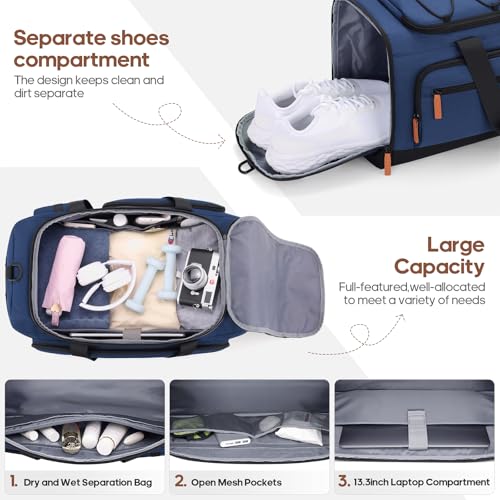UKEIN Luggage Sets 5Piece, Carry On Luggage Large Checked Suitcase Set - color: Blue, size: 5 piece set