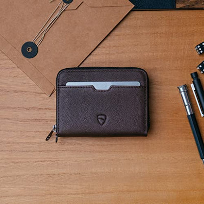 Vaultskin Mayfair Premier Leather Zip Wallet - Ultimate RFID Safety, Streamlined for Style & Functionality for Men and Women - color: Brown