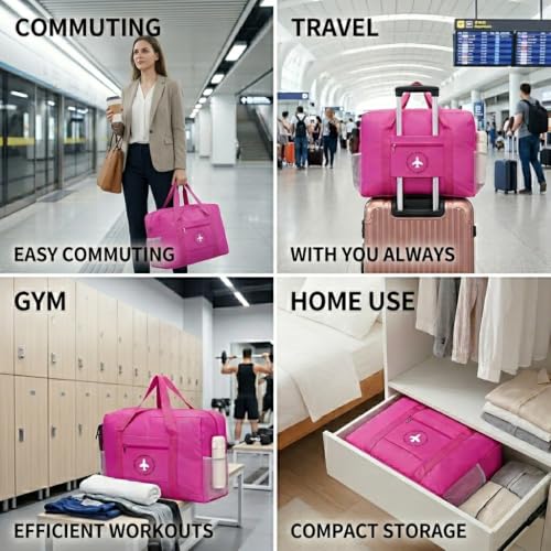 Large Travel Duffel Bag Lightweight Carry On Weekender Gym Tote(Green) - color: Green