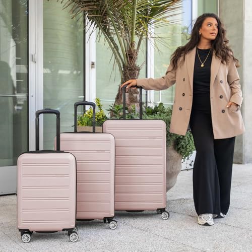 Travel Select Snowcreek Hardside Expandable Spinner Luggage Set w/USB Port, Pink, 3-Piece - color: Pink, size: 3 Piece Set