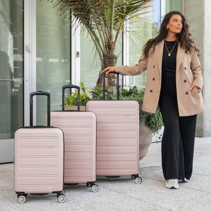 Travel Select Snowcreek Hardside Expandable Spinner Luggage Set w/USB Port, Pink, 3-Piece - color: Pink, size: 3 Piece Set