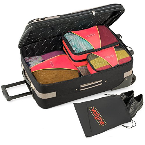 Valyne Packing Cubes 4-pcs Set, Luggage Travel Organizer Bags with a Free Laundry/shoe Bag