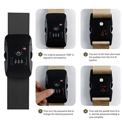 Veki Cross Luggage Straps Set TSA Approved with Lock, Black, 1pcs - color: Black, size: 1pcs