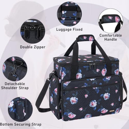 Extra Large Rolling Makeup Bag with Trolley and 4 Removable Pouches - color: Peony