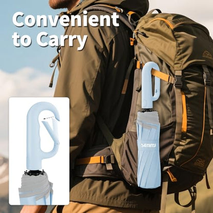 Seniny Travel Umbrella with UV Sun Protection, Large Rain Umbrellas - color: Sky Blue