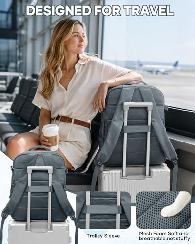 Travel Backpack for Women 18x14x8 Personal Item Tsa Carry On Backpack - color: Greyblue, size: Large