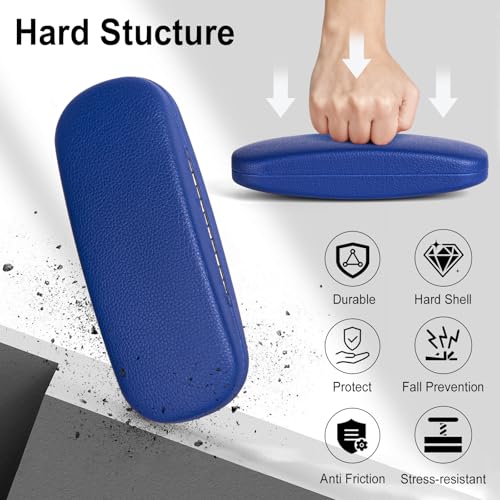 RayLove Unisex Hard Shell Eyeglasses Cases, Protective Case For Glasses - color: 2, Blue Blue-litchi Texture