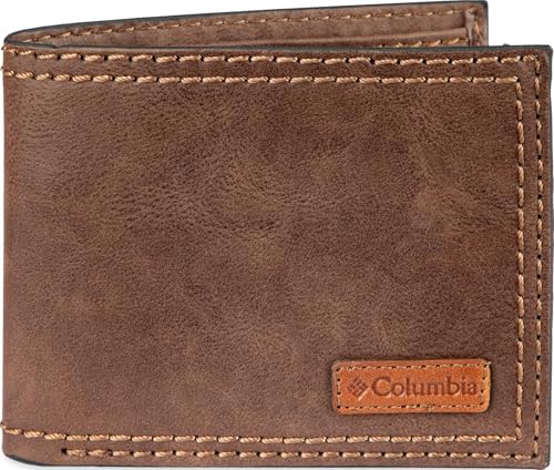 Columbia mens RFID Slim Bifold Wallet With ID Window Dark Tan - color: Dark Tan