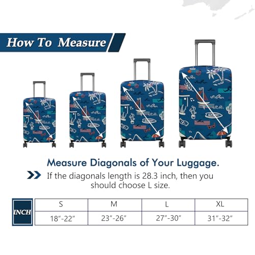 HYPER VENTURE Travel Luggage Cover Suitcase Protector Fits 23-26 Inch, M - color: Hawaii Beach, size: M